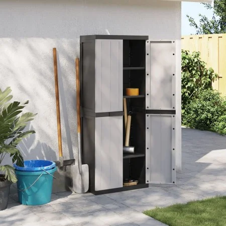 Gray and black PP outdoor storage cabinet 65x37x165 cm by , Lockers and storage cabinets - Ref: Foro24-364201, Price: 143,81 ...