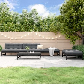 Gartensofa-Set 5-teilig aus massivem schwarzem Kiefernholz von , Gartensets - Ref: Foro24-3186603, Preis: 487,68 €, Rabatt: %