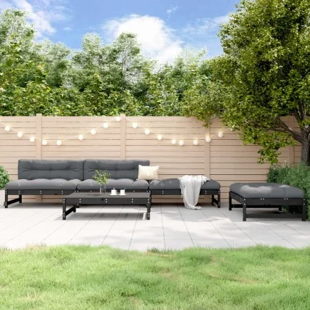 Garden sofa set 5 pieces solid black pine wood by , Garden sets - Ref: Foro24-3186603, Price: 481,36 €, Discount: %