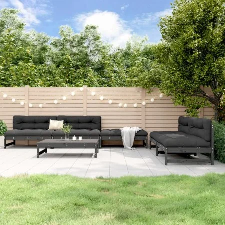 Garden table and high stools 6 pieces solid gray pine wood by , Garden sets - Ref: Foro24-3186615, Price: 597,53 €, Discount: %