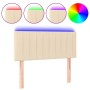 Cream fabric headboard with LED 90x5x78/88 cm by , Headboards and footboards - Ref: Foro24-3121837, Price: 44,42 €, Discount: %