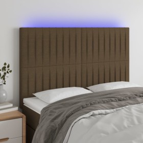Headboard with LED lights dark brown fabric 144x5x118/128 cm by , Headboards and footboards - Ref: Foro24-3122663, Price: 105...