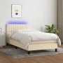Box spring bed mattress and LED lights cream fabric 90x200 cm by , Beds and slatted bases - Ref: Foro24-3133290, Price: 282,9...