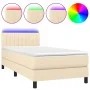 Box spring bed mattress and LED lights cream fabric 90x200 cm by , Beds and slatted bases - Ref: Foro24-3133290, Price: 282,9...