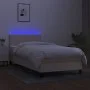 Box spring bed mattress and LED lights cream fabric 90x200 cm by , Beds and slatted bases - Ref: Foro24-3133290, Price: 282,9...
