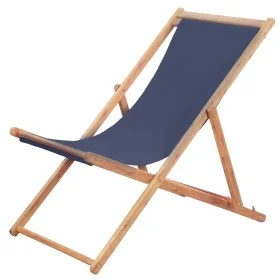 Klappbarer Strandstuhl aus Stoff und blauer Holzstruktur von vidaXL, Gartenstühle - Ref: Foro24-44000, Preis: 57,12 €, Rabatt: %