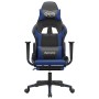 Silla gaming con reposapiés cuero sintético negro azul en Sillas gaming | Comprar online en Foro24