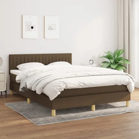Box spring bed with dark brown fabric mattress 140x200 cm by , Beds and slatted bases - Ref: Foro24-3140780, Price: 411,53 €,...
