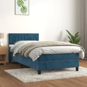Boxspringbett mit dunkelblauer Samtmatratze 90x190 cm von , Betten und Lattenroste - Ref: Foro24-3141399, Preis: 304,28 €, Ra...