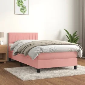Cama box spring con colchón terciopelo rosa 90x190 cm de , Camas y somieres - Ref: Foro24-3141400, Precio: 323,34 €, Descuent...
