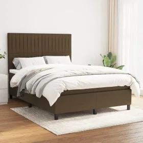 Box spring bed with dark brown fabric mattress 140x190 cm by , Beds and slatted bases - Ref: Foro24-3141932, Price: 484,74 €,...