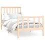 Bed frame with solid pine wood headboard 100x200 cm by , Beds and slatted bases - Ref: Foro24-3188196, Price: 115,47 €, Disco...