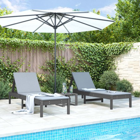 Liegestühle mit Tisch, 2 Stück Massivholz Kiefer Grau. von , Liegen - Ref: Foro24-3157681, Preis: 242,71 €, Rabatt: %