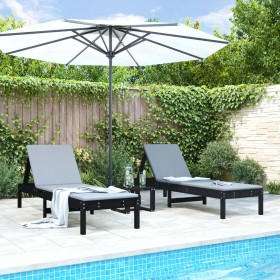 Tumbonas con mesa 2 uds madera maciza de pino negro by , Loungers - Ref: Foro24-3157683, Price: 247,88 €, Discount: %