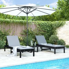 Tumbonas con mesa 2 uds madera maciza de pino negro by , Loungers - Ref: Foro24-3157683, Price: 239,41 €, Discount: %
