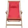 Folding beach chair made of fabric and red wooden structure by vidaXL, Garden chairs - Ref: Foro24-43995, Price: 64,99 €, Dis...
