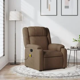 Sillón reclinable con masaje de tela marrón by , Armchairs - Ref: Foro24-373552, Price: 224,36 €, Discount: %