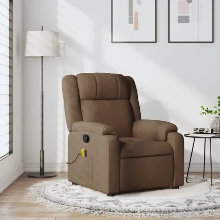 Sillón reclinable con masaje de tela marrón by , Armchairs - Ref: Foro24-373552, Price: 224,36 €, Discount: %