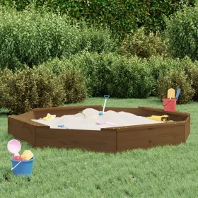Arenero con asientos octógono madera maciza de pino marrón miel by , sandboxes - Ref: Foro24-825019, Price: 80,02 €, Discount: %
