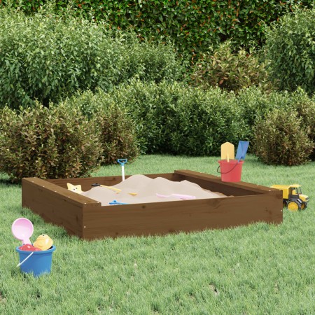 Sandkasten mit quadratischen Sitzen aus massivem Kiefernholz in Honigbraun. von , Sandkästen - Ref: Foro24-825033, Preis: 56,...