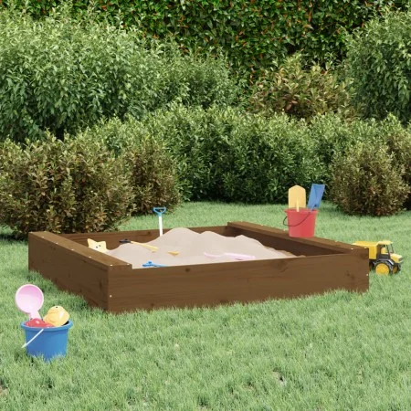 Sandkasten mit quadratischen Sitzen aus massivem Kiefernholz in Honigbraun. von , Sandkästen - Ref: Foro24-825033, Preis: 56,...