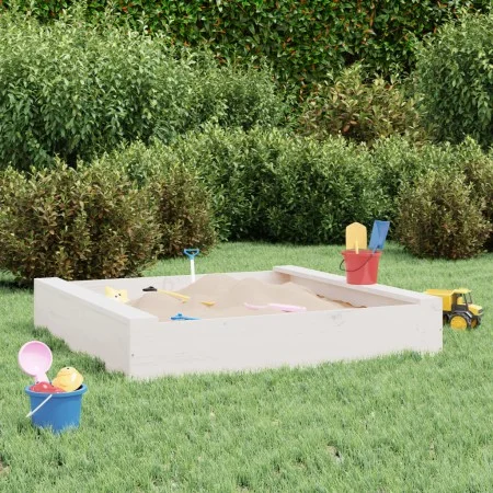 Arenero con asientos cuadrado madera maciza de pino blanco by , sandboxes - Ref: Foro24-825031, Price: 41,42 €, Discount: %