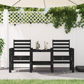Gartenbank mit Tisch, 2 Sitzplätze, Massivholz aus schwarzem Kiefernholz. von , Gartenbänke - Ref: Foro24-825160, Preis: 174,...