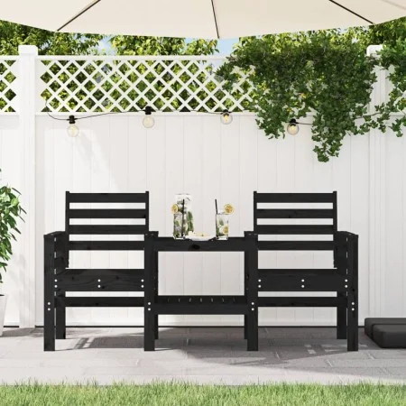 Banco de jardín con mesa 2 plazas madera maciza de pino negro de , Bancos de jardín - Ref: Foro24-825160, Precio: 172,05 €, D...