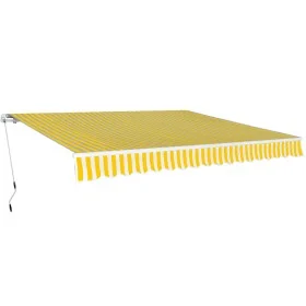 Manually operated folding awning 400 cm yellow and white by vidaXL, Awnings - Ref: Foro24-275574, Price: 503,46 €, Discount: %