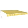 Manually operated folding awning 400 cm yellow and white by vidaXL, Awnings - Ref: Foro24-275574, Price: 503,46 €, Discount: %
