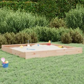 Arenero con asientos cuadrado madera maciza de pino by , sandboxes - Ref: Foro24-825044, Price: 97,78 €, Discount: %