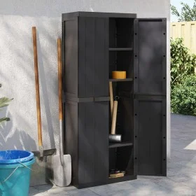 Außenlagerschrank aus schwarzem PP 65x37x165 cm von , Schließfächer und Lagerschränke - Ref: Foro24-364206, Preis: 157,99 €, ...