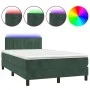 Box spring bed with mattress and LED dark green velvet 120x200cm by , Beds and slatted bases - Ref: Foro24-3134516, Price: 38...
