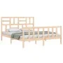 Double bed frame with solid wood headboard by , Beds and slatted bases - Ref: Foro24-3193081, Price: 152,27 €, Discount: %