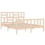 Double bed frame with solid wood headboard by , Beds and slatted bases - Ref: Foro24-3193081, Price: 152,27 €, Discount: %