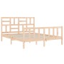 Estructura de cama de matrimonio con cabecero madera maciza de , Camas y somieres - Ref: Foro24-3193081, Precio: 154,42 €, De...