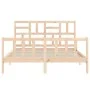 Double bed frame with solid wood headboard by , Beds and slatted bases - Ref: Foro24-3193081, Price: 152,27 €, Discount: %