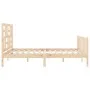 Double bed frame with solid wood headboard by , Beds and slatted bases - Ref: Foro24-3193081, Price: 152,27 €, Discount: %