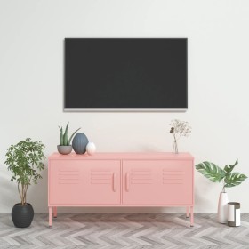 Rosafarbener TV-Schrank aus Stahl, 105 x 35 x 50 cm von , TV-Möbel - Ref: Foro24-336229, Preis: 130,89 €, Rabatt: %