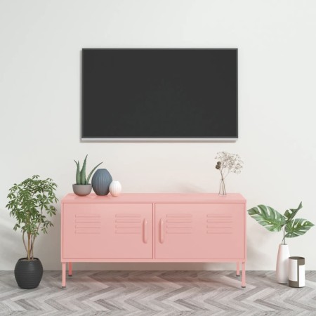 Rosafarbener TV-Schrank aus Stahl, 105 x 35 x 50 cm von , TV-Möbel - Ref: Foro24-336229, Preis: 130,89 €, Rabatt: %