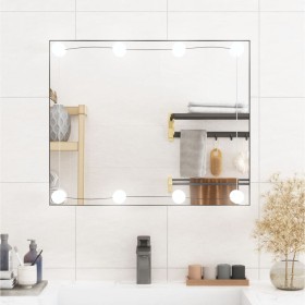 Espejo de pared rectangular con luces LED vidrio 50x60 cm