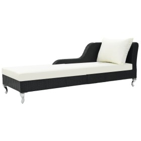 Gartenliege mit schwarzem synthetischem Rattankissen von vidaXL, Liegen - Ref: Foro24-44749, Preis: 321,00 €, Rabatt: %