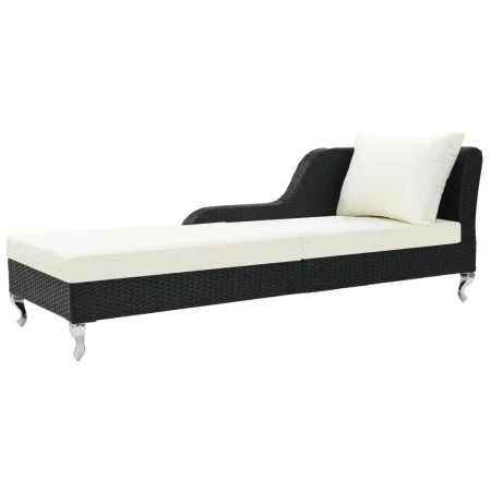 Gartenliege mit schwarzem synthetischem Rattankissen von vidaXL, Liegen - Ref: Foro24-44749, Preis: 316,55 €, Rabatt: %