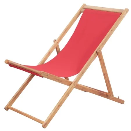Folding beach chair with fabric seat and red wooden frame by vidaXL, Garden chairs - Ref: Foro24-43999, Price: 48,71 €, Disco...