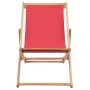 Folding beach chair with fabric seat and red wooden frame by vidaXL, Garden chairs - Ref: Foro24-43999, Price: 48,71 €, Disco...