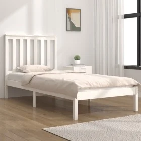 Solid white pine wood bed frame 75x190 cm by , Beds and slatted bases - Ref: Foro24-3103804, Price: 98,43 €, Discount: %