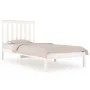 Massives Bettgestell aus weißem Kiefernholz, 75 x 190 cm von , Betten und Lattenroste - Ref: Foro24-3103804, Preis: 98,43 €, ...