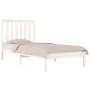 Massives Bettgestell aus weißem Kiefernholz, 75 x 190 cm von , Betten und Lattenroste - Ref: Foro24-3103804, Preis: 98,43 €, ...