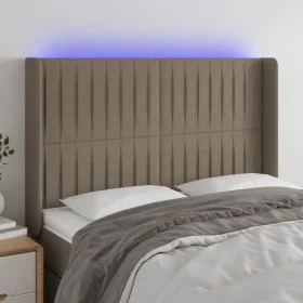 Headboard with LED in taupe gray fabric 147x16x118/128 cm by , Headboards and footboards - Ref: Foro24-3124288, Price: 125,62...
