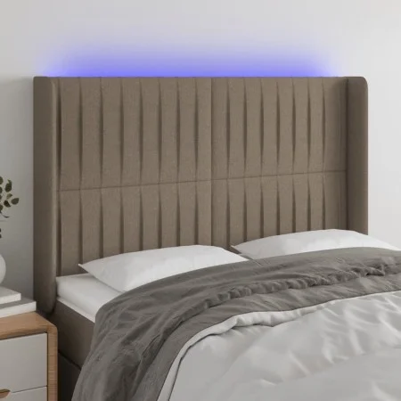 Headboard with LED in taupe gray fabric 147x16x118/128 cm by , Headboards and footboards - Ref: Foro24-3124288, Price: 125,62...